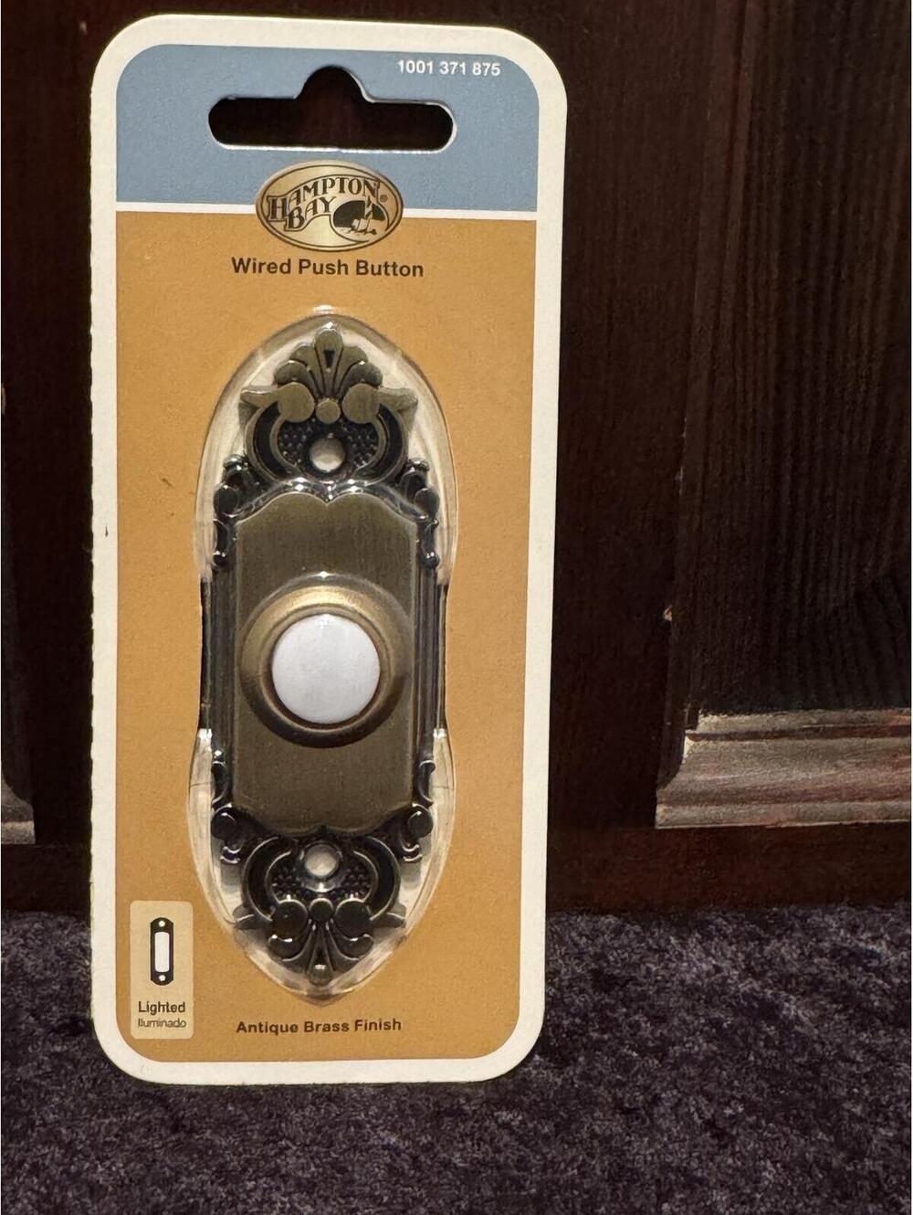 Hampton Bay Wired Push Button Doorbell with Antique Brass Finish